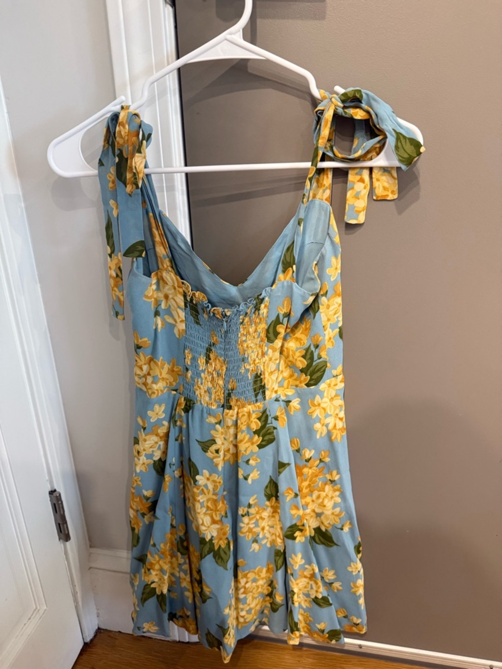 Reformation Blue Floral Tie-Strap Mini Dress - Picture 5 of 6